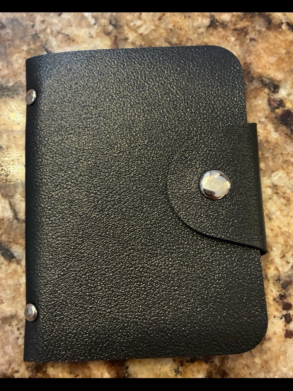 New! Black PU Leather Credit Card Holder - Compact Organizer w/ snap closure.